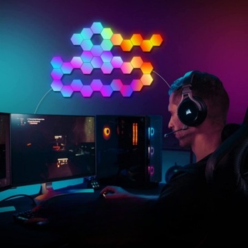 НАСТЕННЫЙ СВЕТИЛЬНИК HEXAGON RGB МОДУЛЬНЫЙ ИГРОВОЙ 8 ШТ.