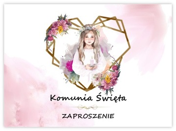 ZAPROSZENIA KOMUNIJNE I KOMUNIA ŚWIĘTA DZIEWCZYNKA RUSTYKALNE SERCE