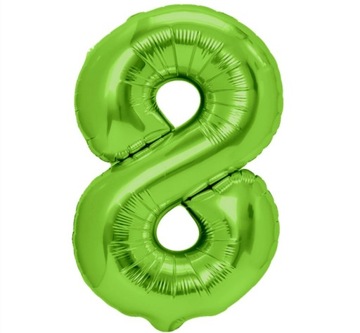 BALON FOLIOWY cyfra 8 osiem ZIELONY party 100cm