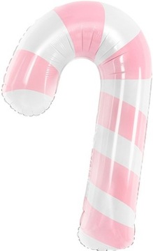 BALON FOLIOWY LASKA CUKROWA CUKIEREK RÓŻOWY BIAŁY NA BOŻE NARODZENIE 82 CM
