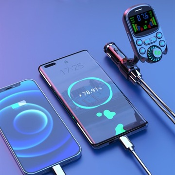 Автомобильный Bluetooth FM-передатчик Зарядное устройство FAST PD 23 Вт QC3.0 USB-C LED