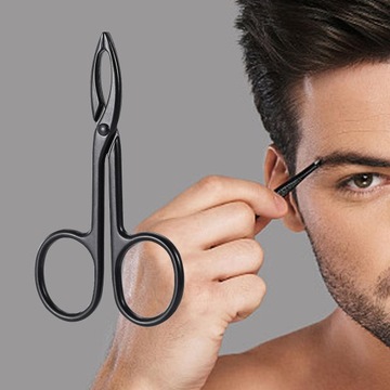 Pęseta do brwi Nożyczki Uchwyt czarny prosty