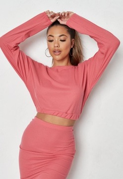 MISSGUIDED Prążkowany komplet spódnica top (34)