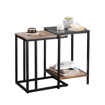 SoBuy ZESTAW 2-częściowy STOLIK KAWOWY Stolik Nocny Metalowa rama FBT99-F