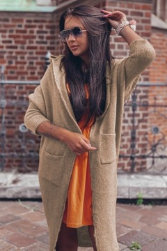 Длинный кардиганский кардиган с капюшоном