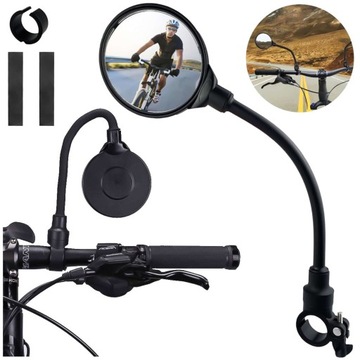 Lusterko rowerowe okrągłe 8cm długie 38cm regulowane na kierownicę rower