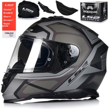 KASK MOTOCYKLOWY LS2 FF800 STORM II FASTER + PINLOCK + BLENDA ECER 22.06