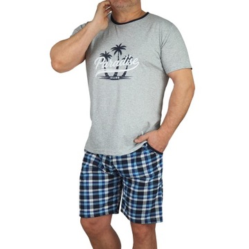 Мужская пижама хлопок шорты решетки карманы 2XL