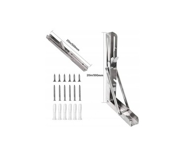 ВЕРХНЯЯ ОПОРА СКЛАДНАЯ ПОЛКА L500 НЕРЖАВЕЮЩАЯ СТАЛЬ 500Х170 ММ СЕРЕБРЯНАЯ 2 ШТ.