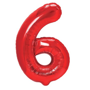 Balon Foliowy Cyfra Cyferka 6 Czerwona 100 cm
