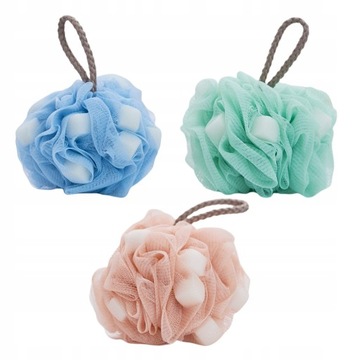 Губки для тела Ball Sponge, пуф для душа, 3 шт.