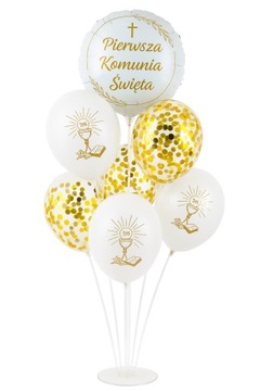 Stojak zestaw komunijny balony na I Komunię hel dekoracje ozdoby I Komunia