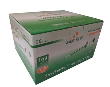 STRZYKAWKI INSULINOWE GREETMED U100 1ML 100 SZT