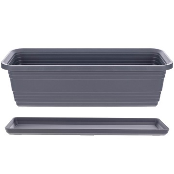 БАЛКОННЫЙ ЦВЕТОЧНЫЙ ГОРШОК КОРОБКА ЦВЕТОЧНЫЙ ГОРШОК 50см + ПОДСТАВКА АНТРАЦИТОВЫЙ