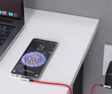 Угловой кабель USB C — USB C, 1 м, 3 А, 60 Вт, PD, красный