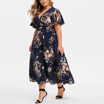 2023 Plus Size 3XL 4XL 5XL Women Dress Floral Chif