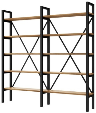 Regał Loft industrialny na książki dąb D5-20 200cm