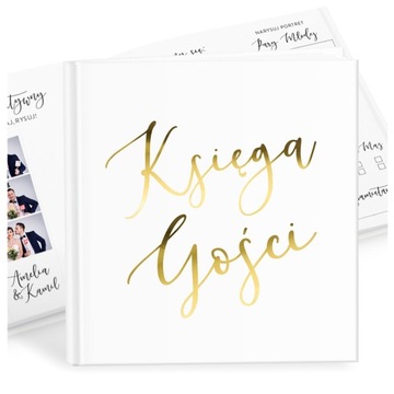 Księga Gości z Ankietami Instax Polaroid I Złoty Napis Glamour I Gold Foil