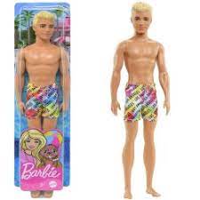 Lalka KEN na plaży Barbie Blondyn w spodenkach Strój plażowy HBC04 Mattel