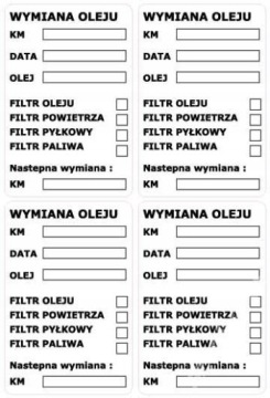 Наклейка індикатор сервісна заміни - олія фільтр