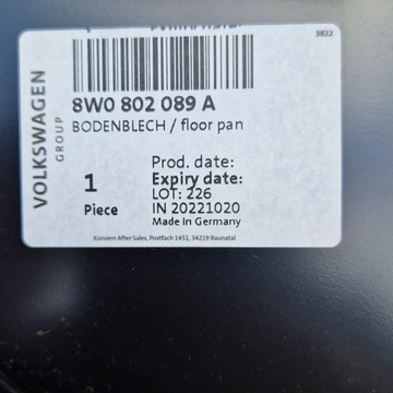 ПАНЕЛЬ ПОЛА AUDI A4 B9