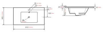 Шкафчик для ванной комнаты навесной с умывальником, Дуб, 80 стоек, ФРОНТАЛЬНЫЕ фасады
