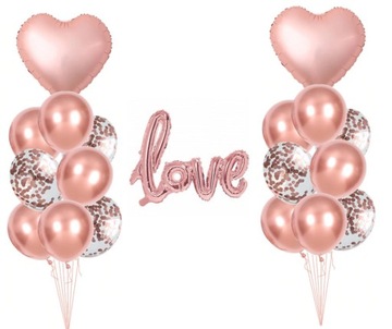 Balony rose gold- dekoracje na ślub walentynki