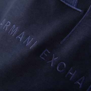 ARMANI EXCHANGE BLUZA KANGURKA Z GRANATOWYM LOGO GRANATOWA ROZ. XXL