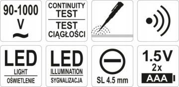 Тестер напряжения YATO Тестер 90-1000 В ИНДУКЦИЯ