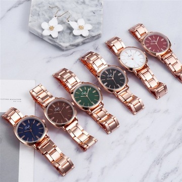 Women Dress Watch Rhinestone Round Dial Stainless Steel