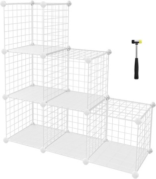 REGAŁ NA BUTY ZABAWKI 6 PÓŁEK METAL 93 cm x 93 cm x 31 cm BIAŁY