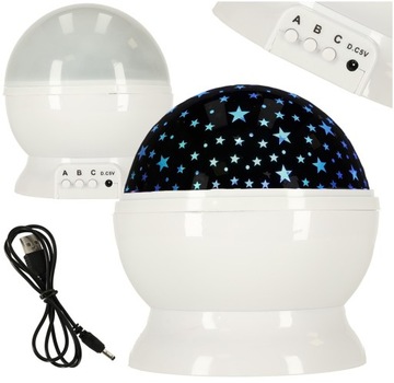 LAMPKA NOCNA 2w1 PROJEKTOR GWIAZD LED RGB 9x tryb