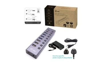 Концентратор USB 3.0/USB-C, 9 портов LAN + адаптер питания