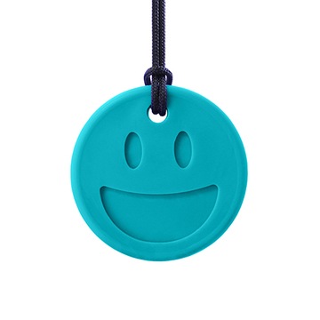 ARK SMILEY FACE GRYZAK LOGOPEDYCZNY MIĘKKI KOLOR TURKUSOWY NASZYJNIK