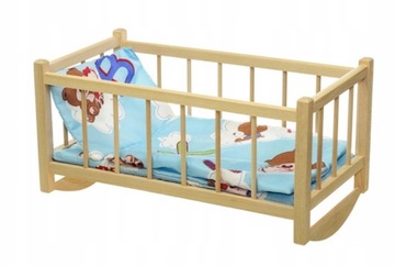 Деревянная КРОВАТЬ - колыбелька для куклы + ПОСТЕЛЬНОЕ ПРИНАДЛЕЖЕНИЕ