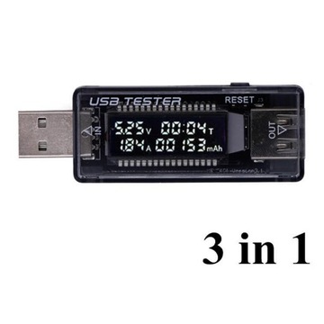 Цифровой USB-измеритель мощности Мультиметр тока и возраста 3 в 1, черный