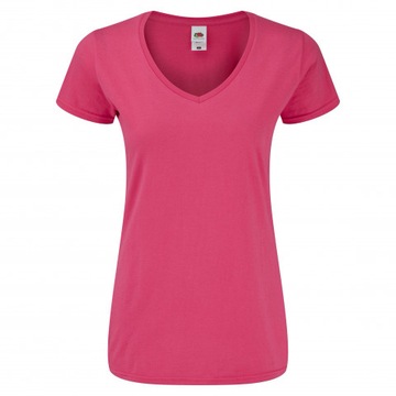 Koszulka damska Iconic Vneck FruitLoom Fuchsia XXL