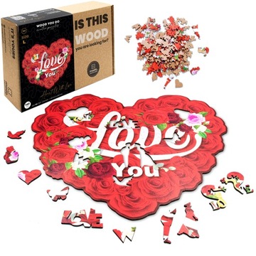 PUZZLE DREWNIANE Serce Walentynki LOVE YOU 140 el.