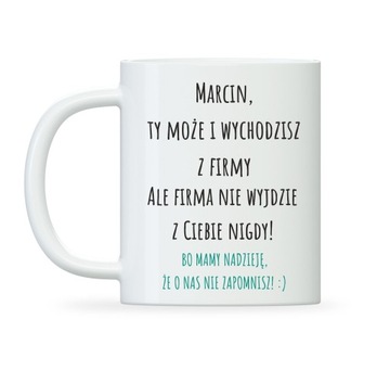 Prezent na pożegnanie z pracy, KUBEK, życzenia