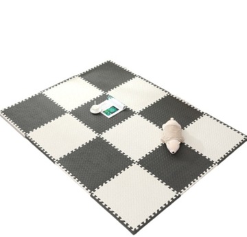 DUŻA MATA PIANKOWA 240x180x1,2 PUZZLE 12 ELEMENTÓW CZARNO BIAŁA