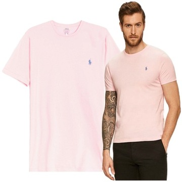 koszulka meska polo ralph lauren bawelniana tshirt meski różowy PREMIUM