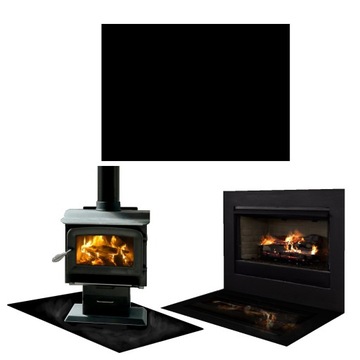 SZYBA HARTOWANA POD KOMINEK PIECYK CZARNA PODSTAWKA WYMIAR 65x60cm