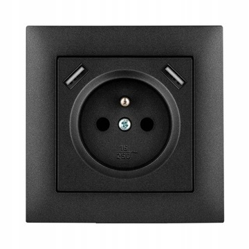 Gniazdo z uziemieniem + 2 x ładowarka USB SENTIA