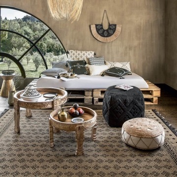 Плетеная корзина-чаша в стиле бохо с эко-подставками для фруктов