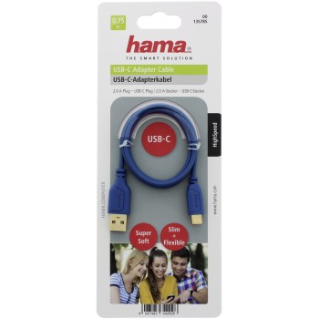 Кабель Hama USB-USB тип C 0,75 м