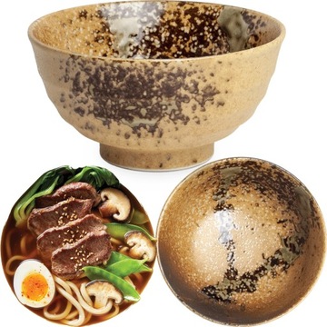 Miseczka Ceramiczna Jasno Brązowa Miska Do Makaronu Zupy Udon Purobu 17cm