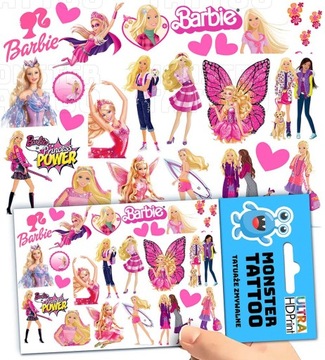 TATUAŻE ZMYWALNE TYMCZASOWE DLA DZIECI DZIECIĘCE BARBIE WZORY ORYGINALNE