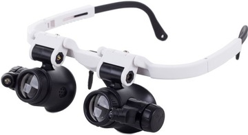 Лупа наголовная, очки часовщика, увеличение 8х, 23х, 2 светодиода