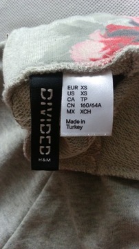 H&M spódnica szara kwiaty bawełna damska XS