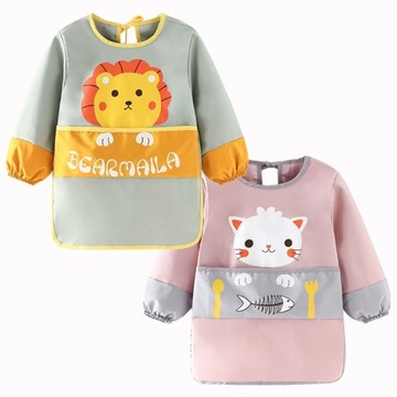 ДЕТСКИЙ ФАРТУК-КОМБИНЕЗОН С РУКАВАМИ И КАРМАНОМ